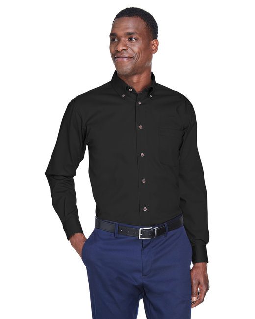 Harriton Men's Easy Blend™ Long-Sleeve Twill Shirt #M500 Black