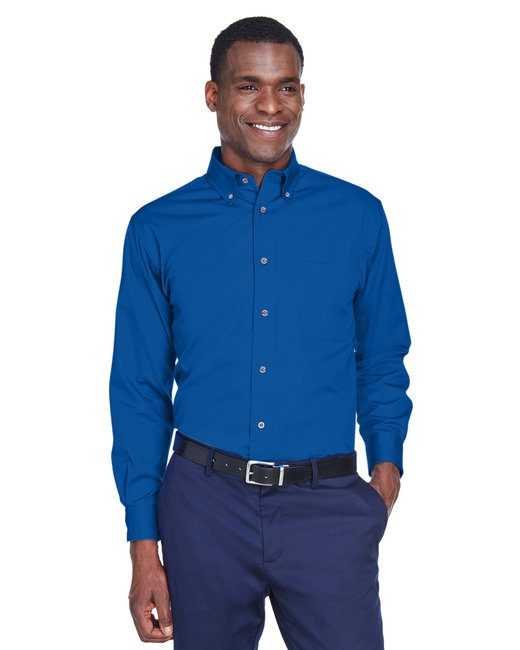 Harriton Men's Easy Blend™ Long-Sleeve Twill Shirt #M500 French Blue