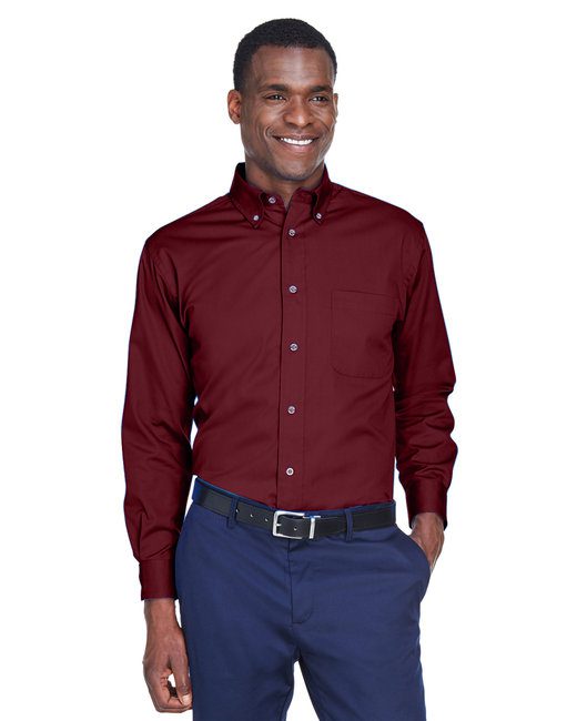 Harriton Men's Easy Blend™ Long-Sleeve Twill Shirt #M500 Wine