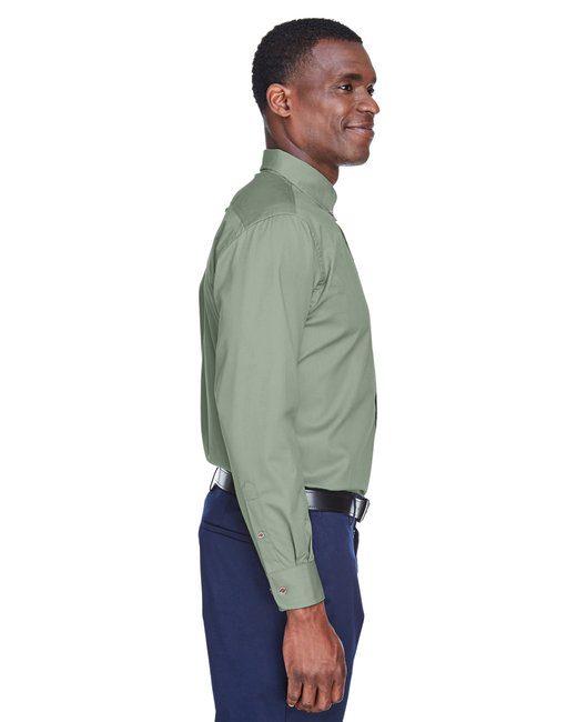 Harriton Men's Easy Blend™ Long-Sleeve Twill Shirt #M500 Dill Side