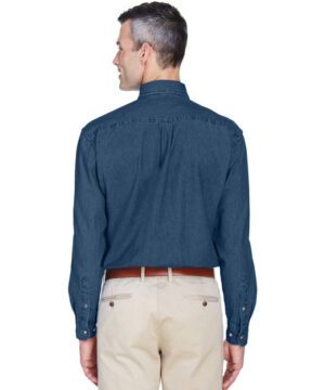 Harriton Men's 6.5 oz. Long-Sleeve Denim Shirt #M550 Dark Denim Back
