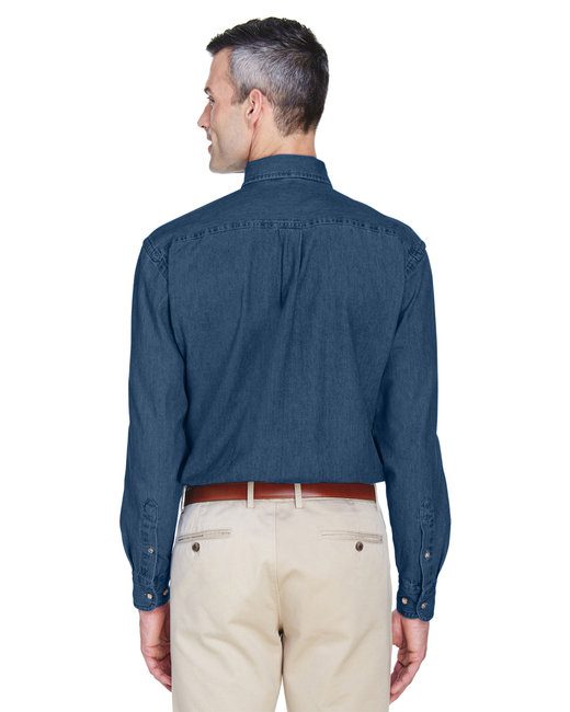 Harriton Men's 6.5 oz. Long-Sleeve Denim Shirt #M550 Dark Denim Back