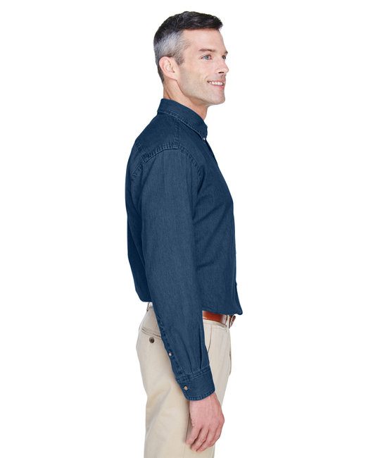 Harriton Men's 6.5 oz. Long-Sleeve Denim Shirt #M550 Dark Denim Side