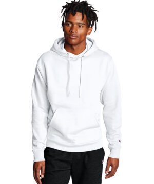 Champion Adult Powerblend® Pullover Hooded Sweatshirt #S700 White Front