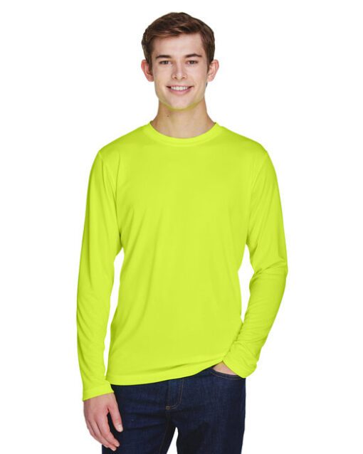 Team 365 Men's Zone Performance Long-Sleeve T-Shirt #TT11L Safety Yellow Front