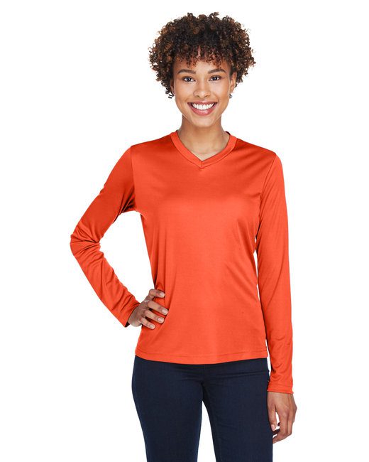 Team 365 Ladies' Zone Performance Long-Sleeve T-Shirt #TT11WL Orange