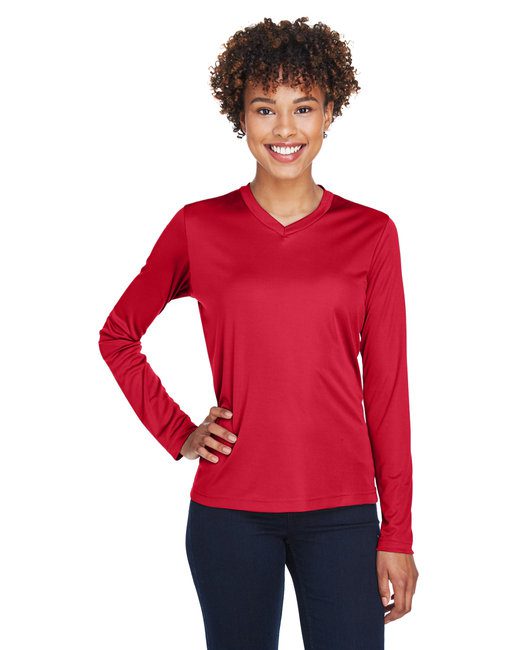 Team 365 Ladies' Zone Performance Long-Sleeve T-Shirt #TT11WL Red
