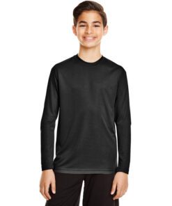 Team 365 Youth Zone Performance Long-Sleeve T-Shirt #TT11YL Black Front