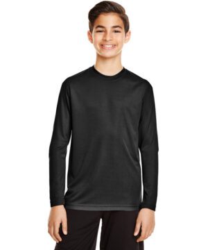 Team 365 Youth Zone Performance Long-Sleeve T-Shirt #TT11YL Black Front