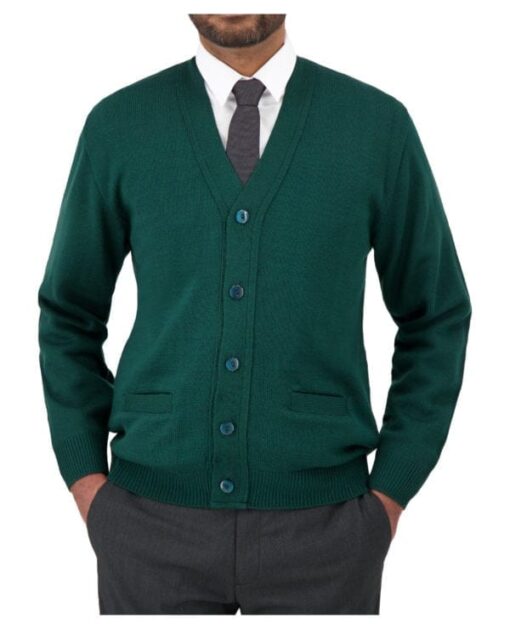 Cobmex V-Neck Long Sleeve Button Front Cardigan #4015 Hunter Green Front