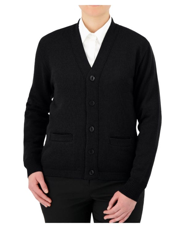 Cobmex V-Neck Long Sleeve Button Front Cardigan with Pockets and Hemmed Waistband #4018 Black