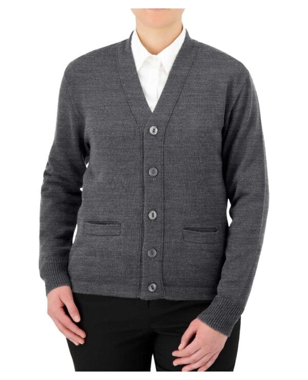 Cobmex V-Neck Long Sleeve Button Front Cardigan with Pockets and Hemmed Waistband #4018 Executive Grey
