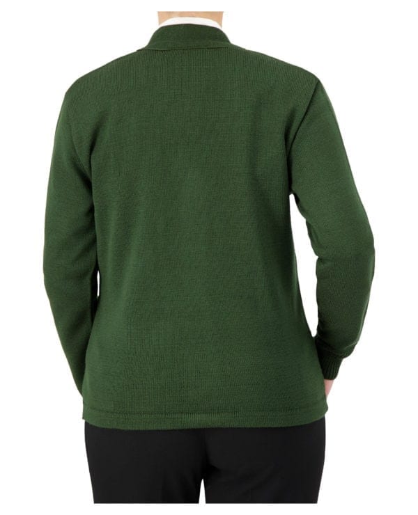 Cobmex V-Neck Long Sleeve Button Front Cardigan with Pockets and Hemmed Waistband #4018 O.D. Green Back
