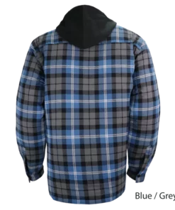 Gatts Work FLANEL LINED SHIRT WITH HOOD #626DCF Blue / Grey Back