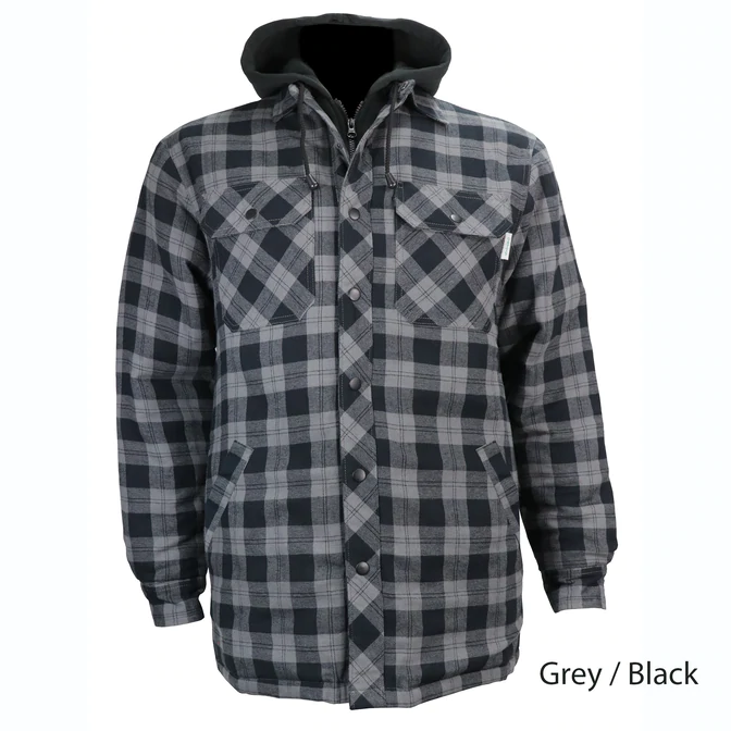 Gatts Work FLANEL LINED SHIRT WITH HOOD #626DCF Grey / Black