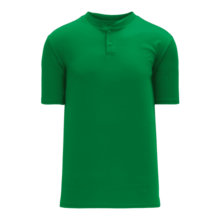 ATHLETIC KNIT TWO BUTTON BASEBALL JERSEY #BA1347 Kelly Green Front