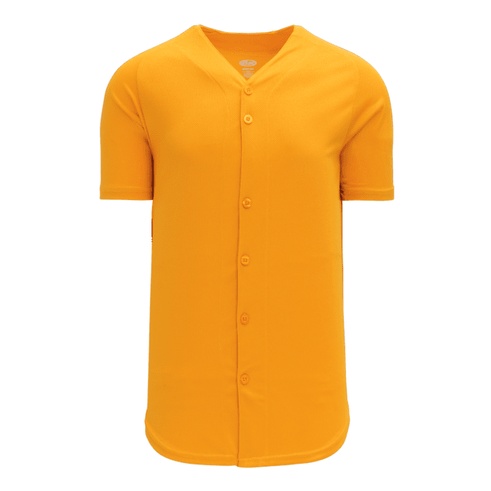 ATHLETIC KNIT FULL BUTTON BASEBALL JERSEY #BA5200 Gold Front