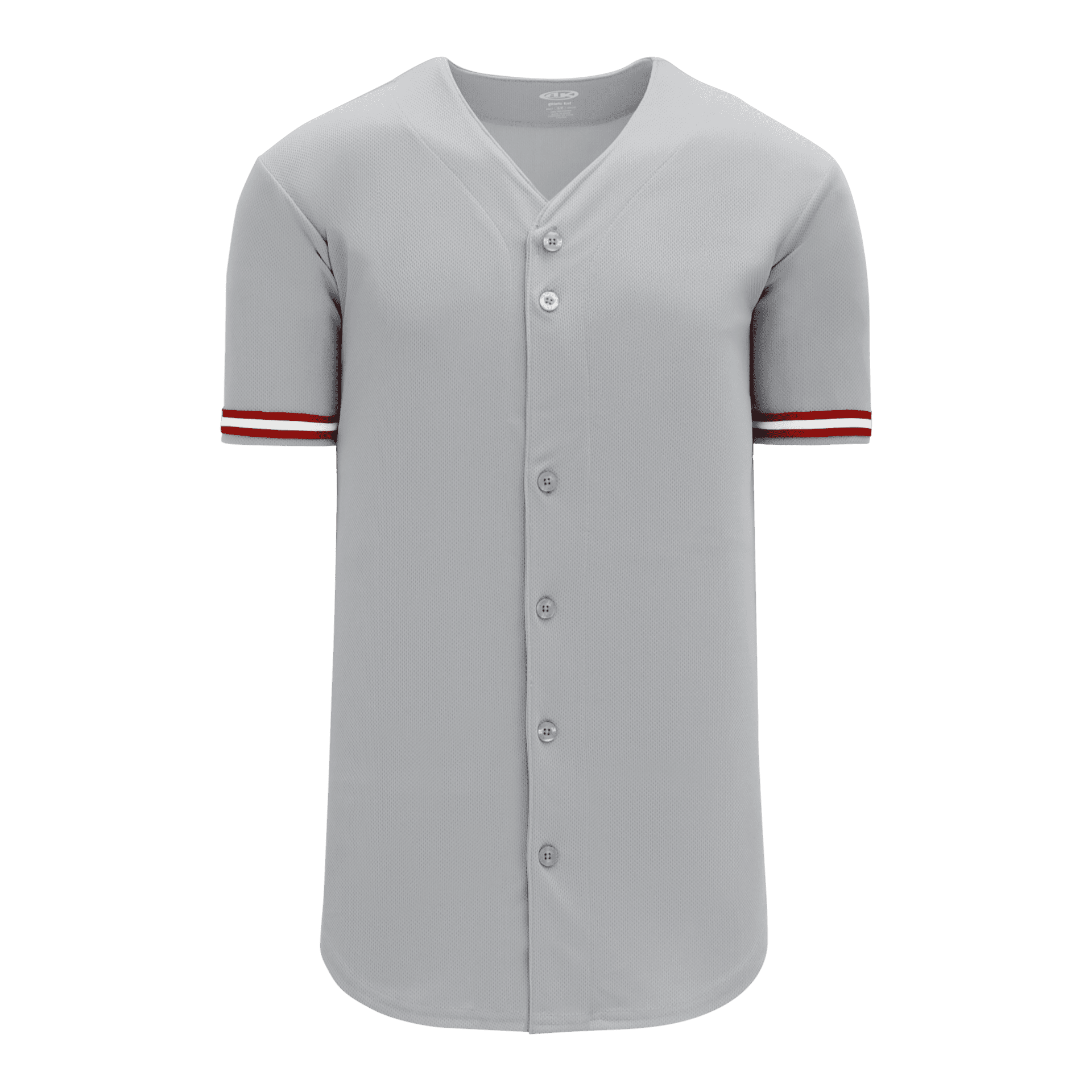 ATHLETIC KNIT FULL BUTTON BASEBALL JERSEY #BA5500 Grey / Red / White