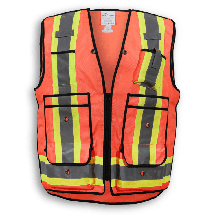 Big K Clothing 600D Oxford Polyester Surveyor Vest #BK306 Orange