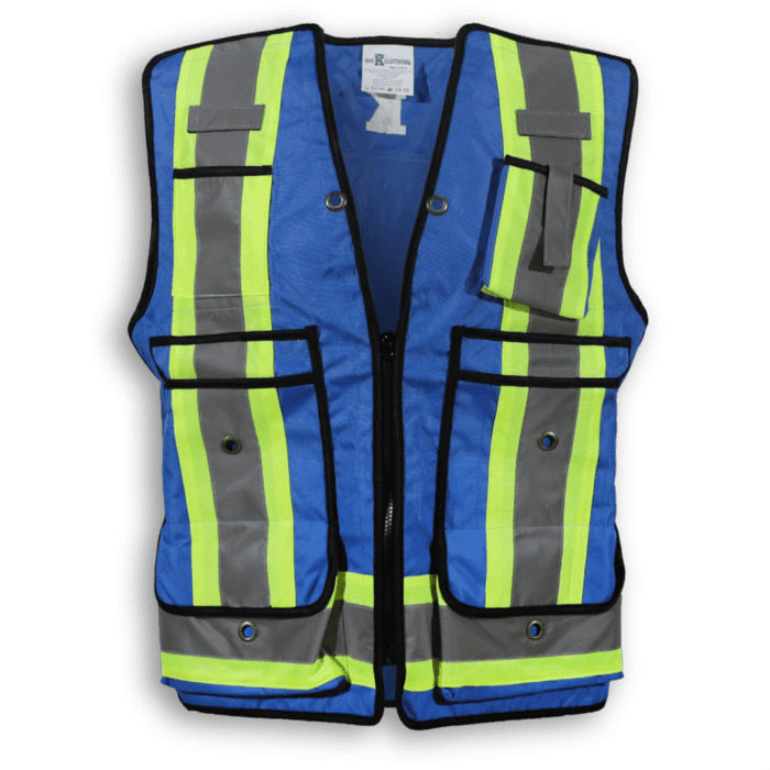 Big K Clothing 600D Oxford Polyester Surveyor Vest #BK306 Blue Front