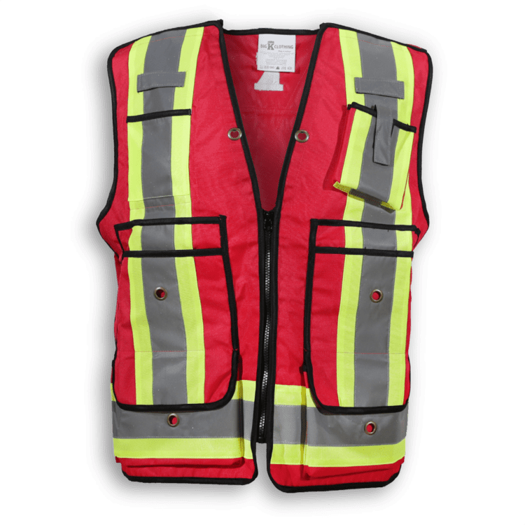 Big K Clothing 600D Oxford Polyester Surveyor Vest #BK306 Red