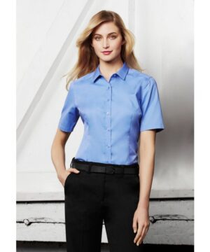 Biz Collection Ladies Dalton Short Sleeve Shirt #S522LS Blue