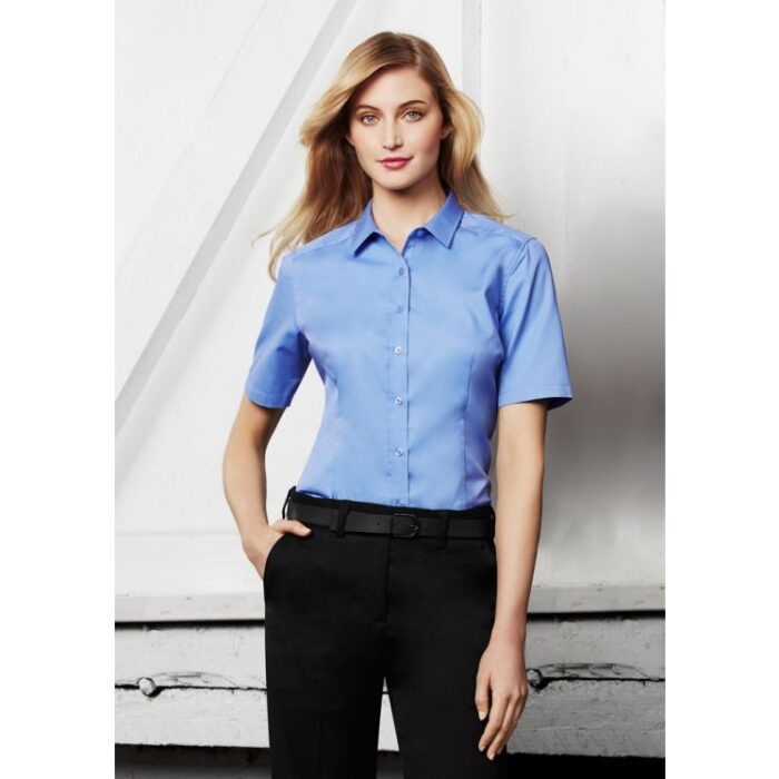 Biz Collection Ladies Dalton Short Sleeve Shirt #S522LS Blue