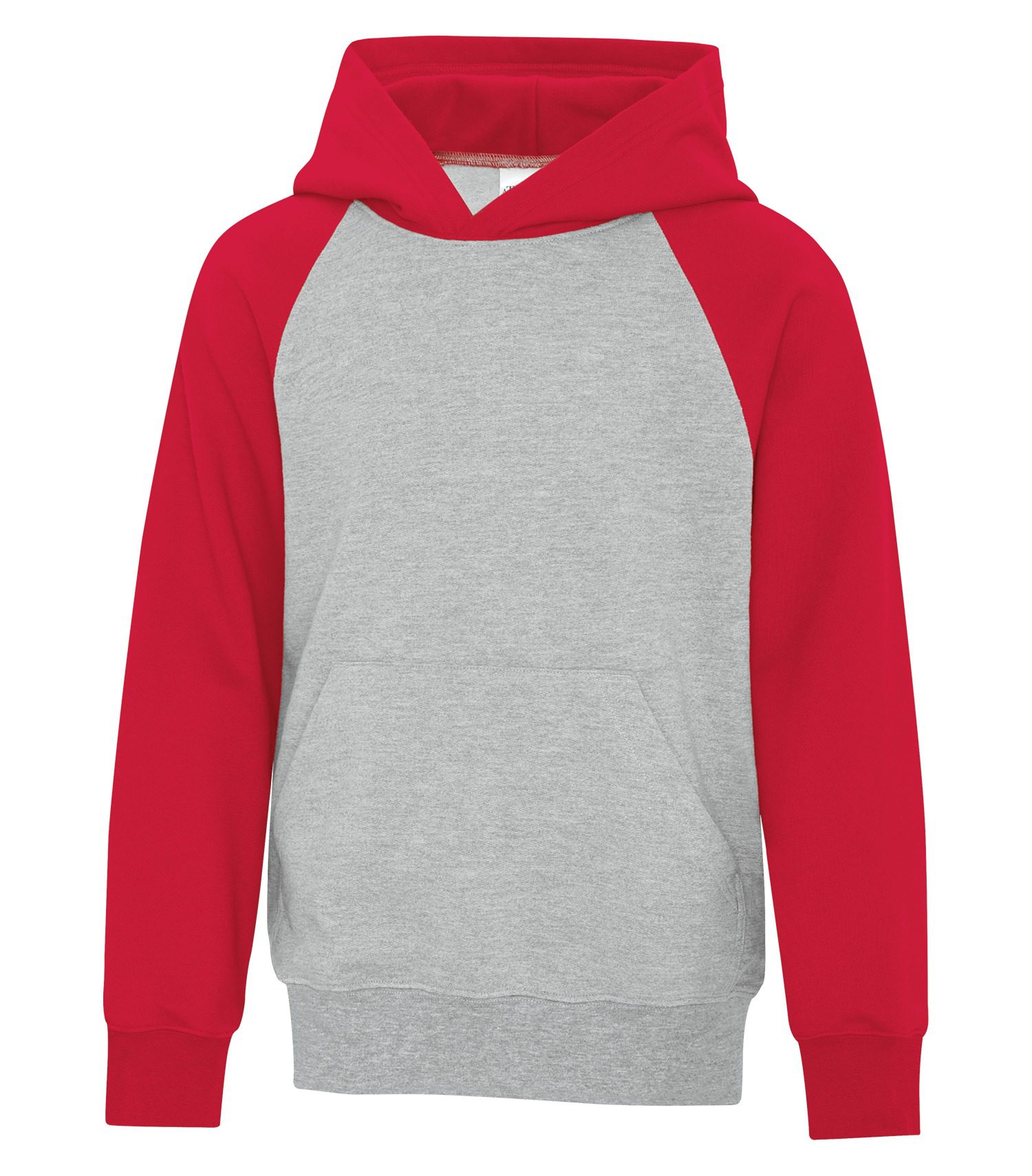 ATC™ EVERYDAY FLEECE TWO TONE HOODED YOUTH SWEATSHIRT #ATCY2550 Athletic Heather / Red Front