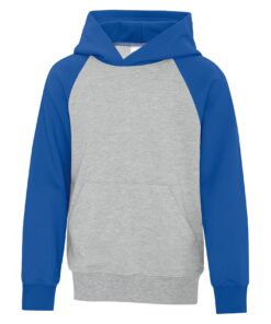 ATC™ EVERYDAY FLEECE TWO TONE HOODED YOUTH SWEATSHIRT #ATCY2550 Athletic Heather / Royal Front