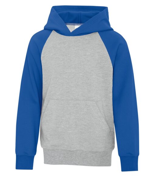 ATC™ EVERYDAY FLEECE TWO TONE HOODED YOUTH SWEATSHIRT #ATCY2550 Athletic Heather / Royal Front