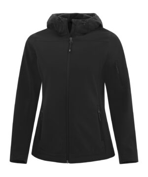 COAL HARBOUR® ESSENTIAL HOODED STRETCH SOFT SHELL LADIES' JACKET #L7605 Black