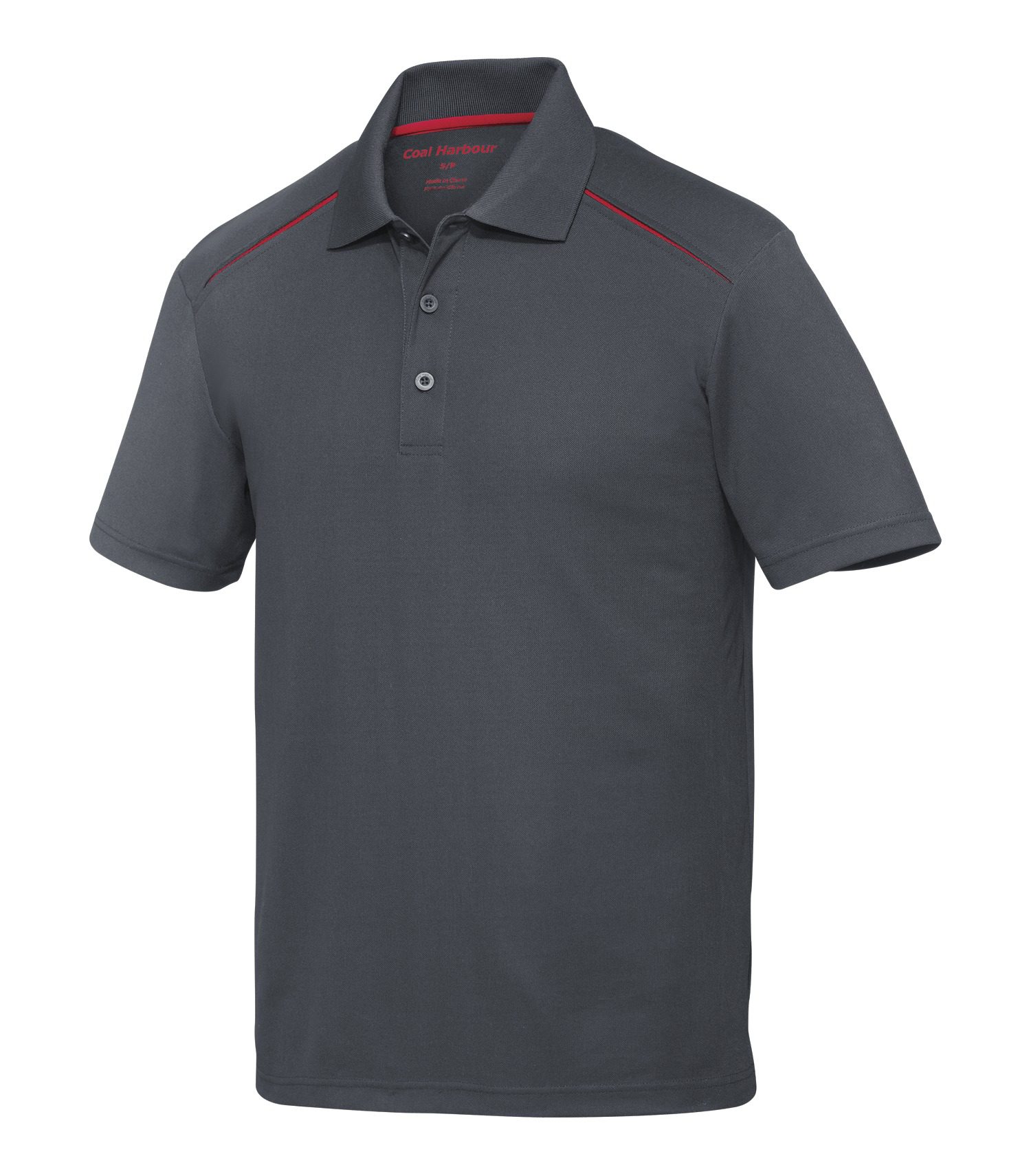 COAL HARBOUR® SNAG RESISTANT CONTRAST INSET SPORT SHIRT #S4002 Iron Grey / Red