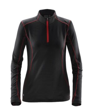 Stormtech Women's Pulse Fleece Pullover #TFW-1W Black / Bright Red Front