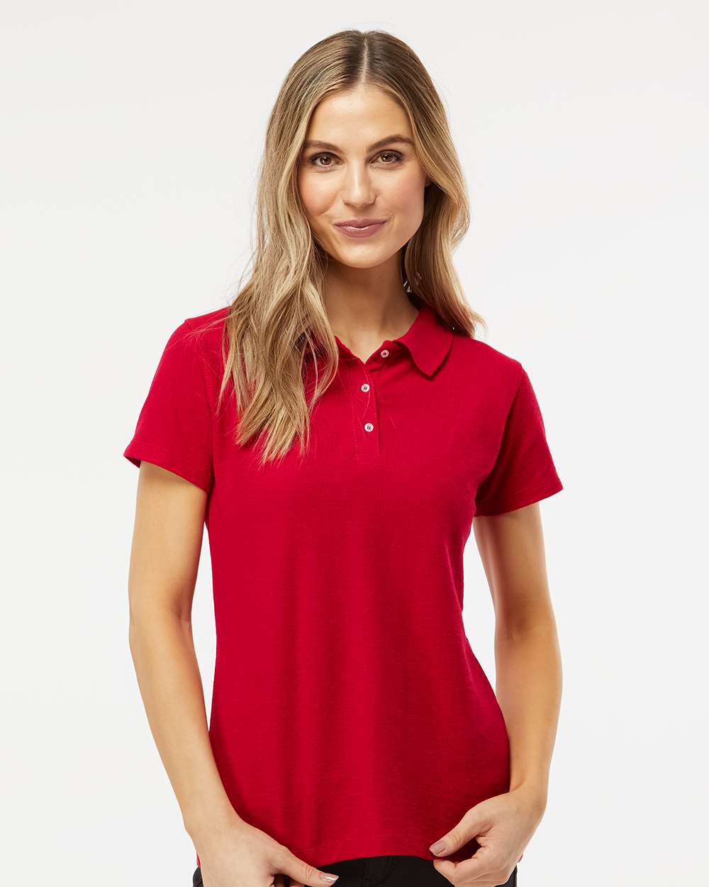 M&O Women’s Soft Touch Polo #7007 Red