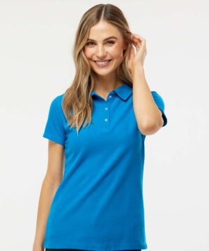 M&O Women’s Soft Touch Polo #7007 Turquoise Front