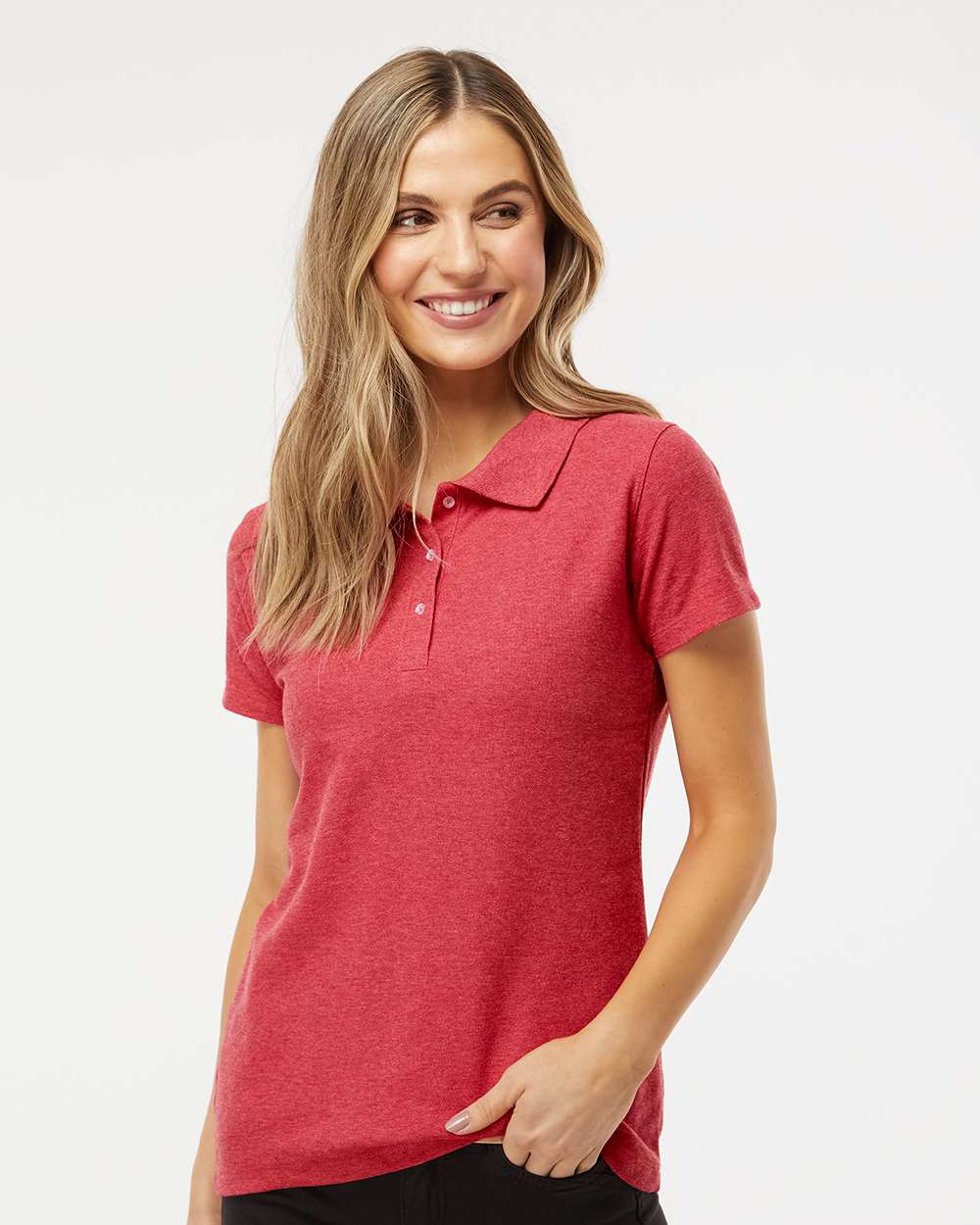 M&O Women’s Soft Touch Polo #7007 Red Heather