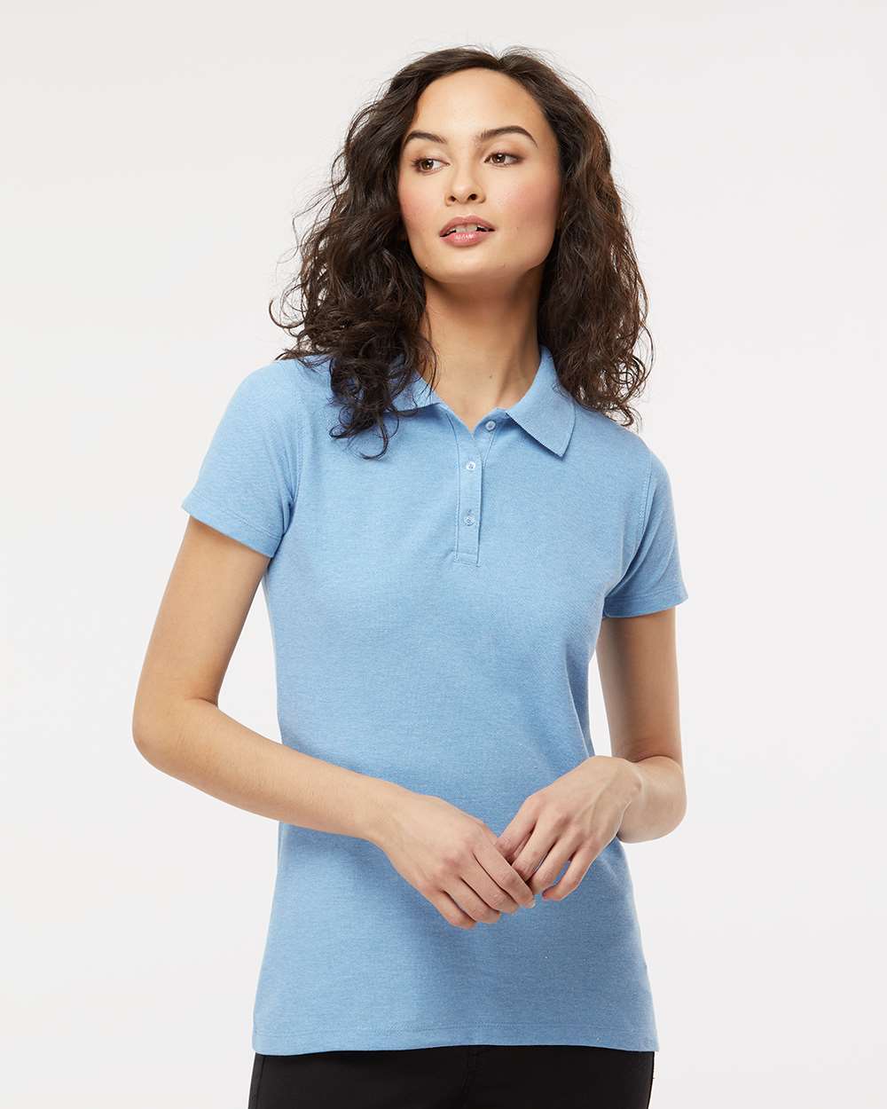 M&O Women’s Soft Touch Polo #7007 Light Blue Heather