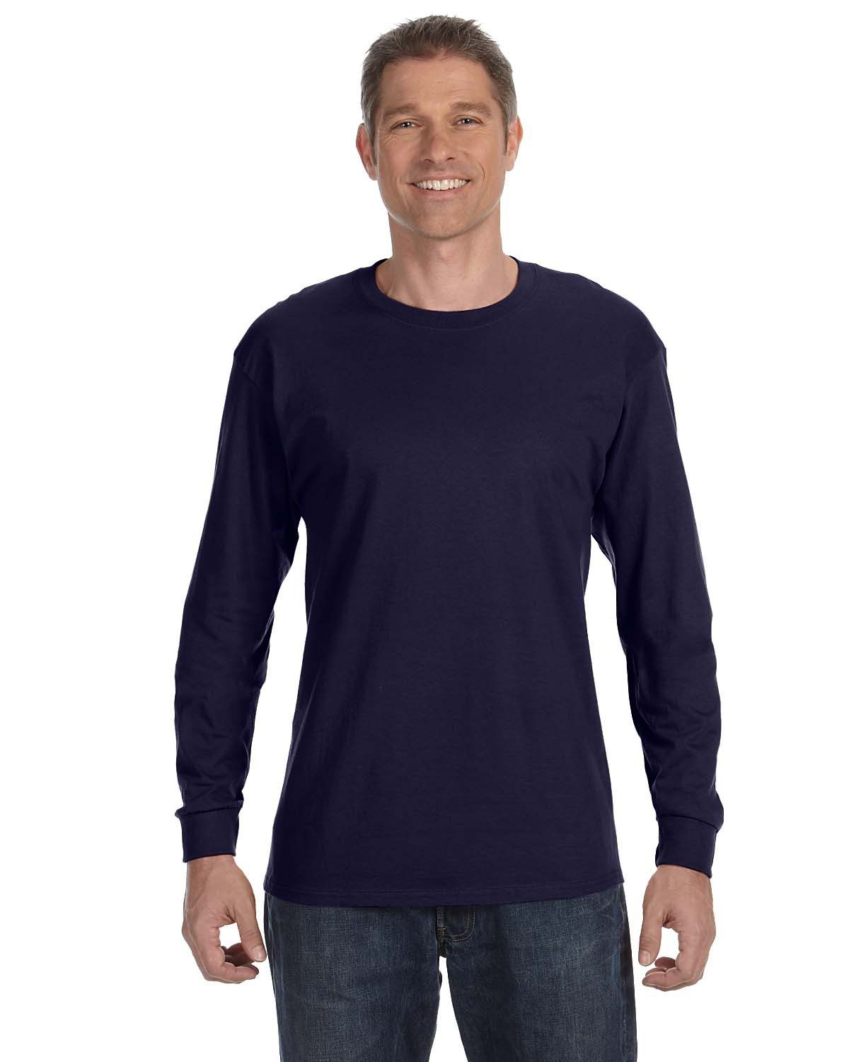 Gildan Adult Heavy Cotton Long-Sleeve T-Shirt #5400 Navy