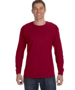 Gildan Adult Heavy Cotton Long-Sleeve T-Shirt #5400 Maroon Front