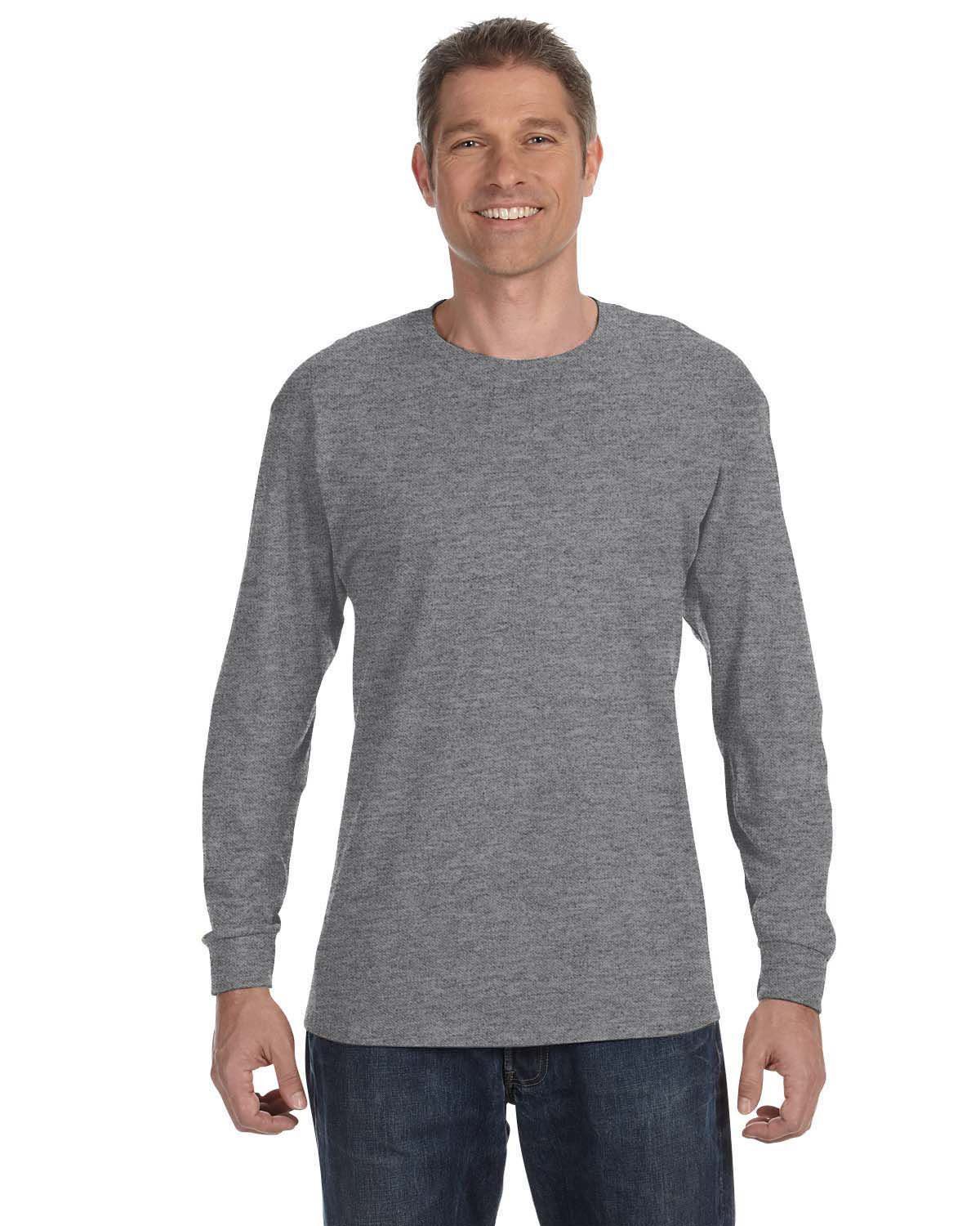 Gildan Adult Heavy Cotton Long-Sleeve T-Shirt #5400 Graphite Heather