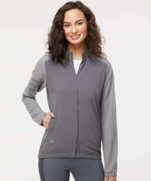 Adidas Women's 3-Stripes Full-Zip Jacket #A268 Grey Front