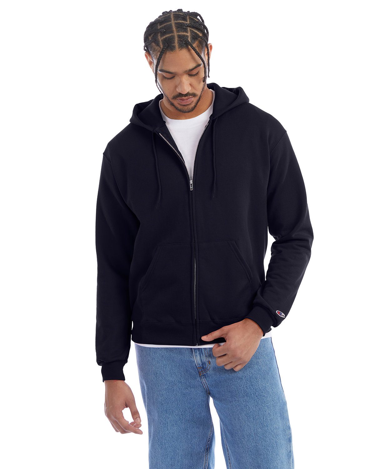 Champion Adult Powerblend® Full-Zip Hooded Sweatshirt #S800 Navy