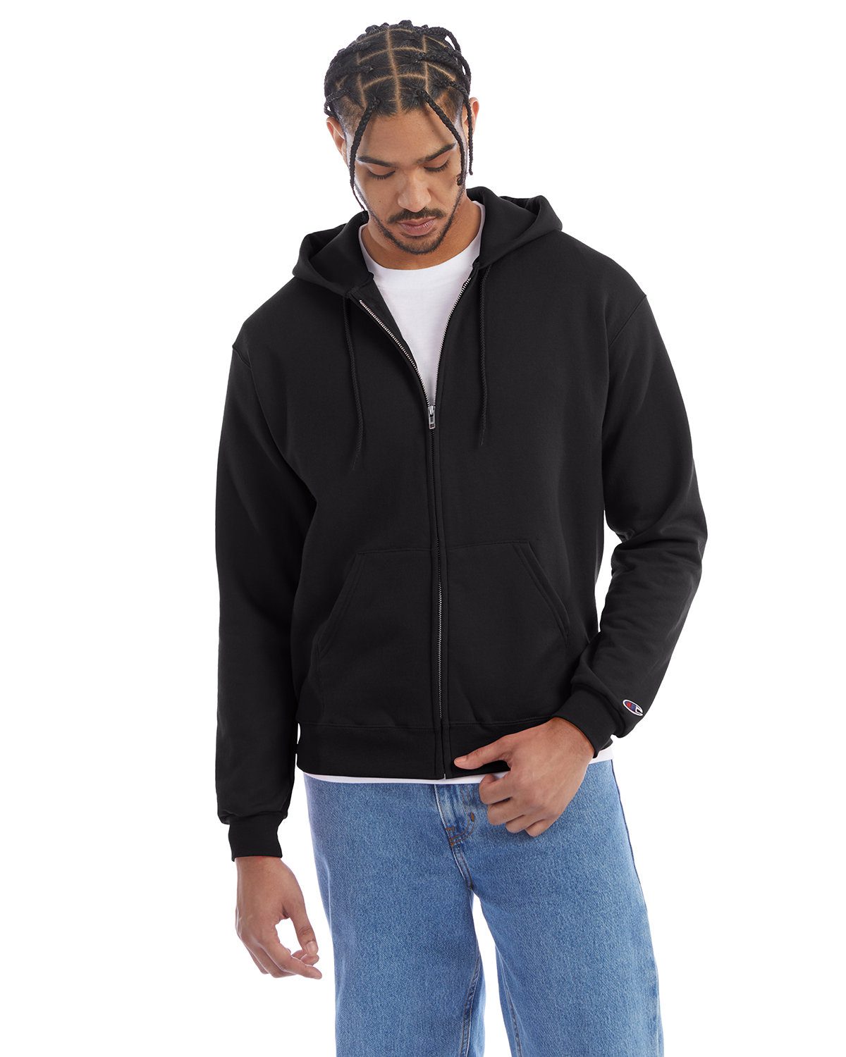 Champion Adult Powerblend® Full-Zip Hooded Sweatshirt #S800 Black