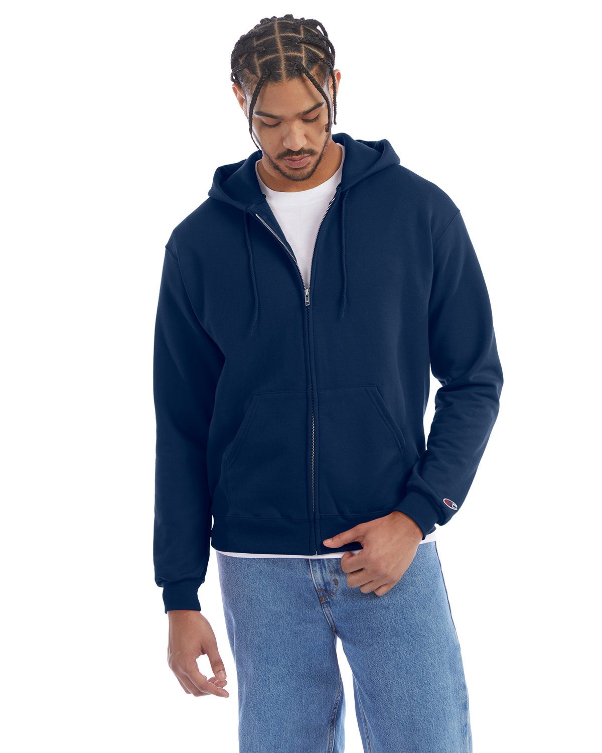 Champion Adult Powerblend® Full-Zip Hooded Sweatshirt #S800 Late Night Blue