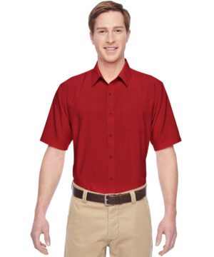 Harriton Men's Paradise Short-Sleeve Performance Shirt #M610S Red Front