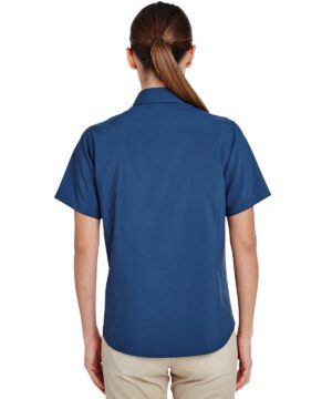 Harriton Ladies' Paradise Short-Sleeve Performance Shirt #M610SW Imperial Blue Back
