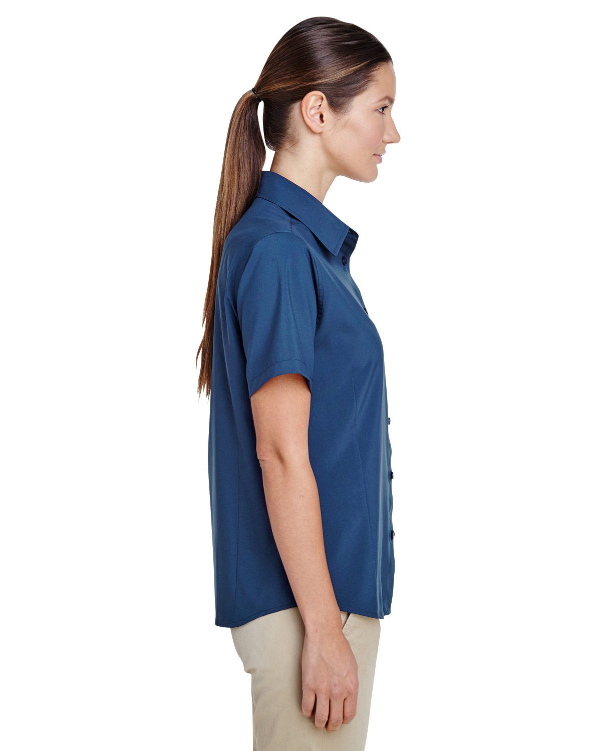 Harriton Ladies' Paradise Short-Sleeve Performance Shirt #M610SW Imperial Blue Side