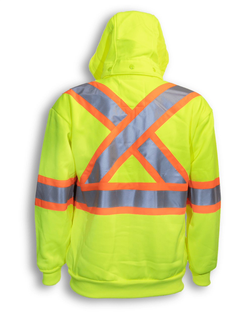 Big K Clothing 100% Polyester Full Zipper Hoodie #BK3552 Safety Yellow Back